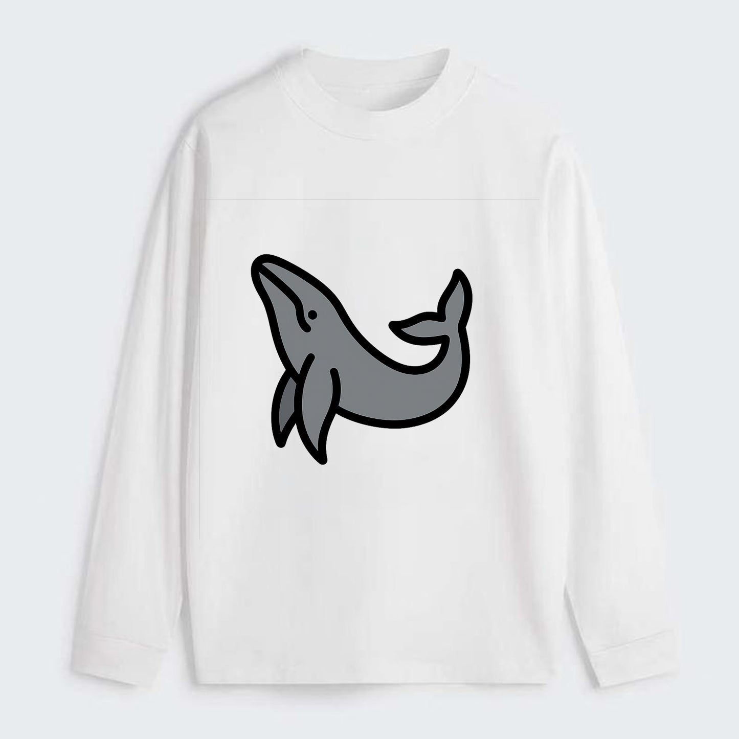 Humpback Whale - Gray breaching pose flat side profile - Classic Long Sleeve Shirt - White