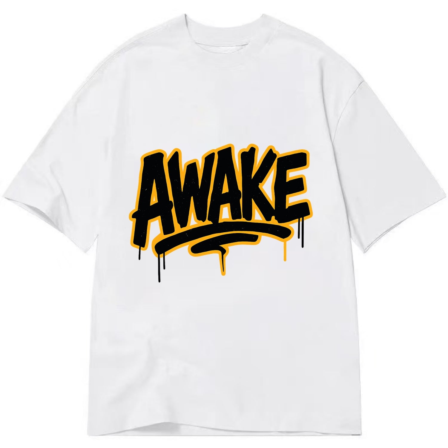 Bold typography design - "AWAKE" - conscious, aware, alert - Classic T-shirt - White