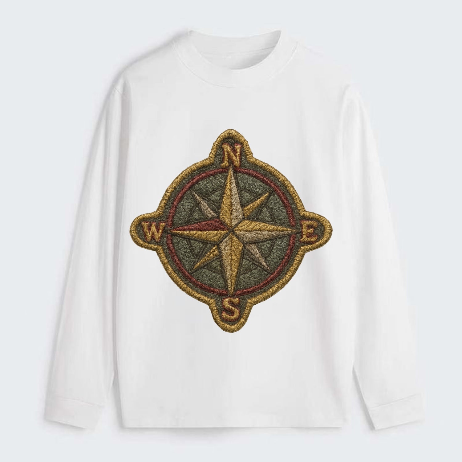 Compass rose with cardinal directions - explorer symbol - Classic Long Sleeve Shirt - White