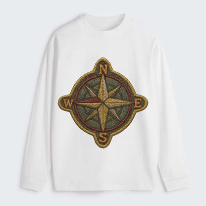 Compass rose with cardinal directions - explorer symbol - Classic Long Sleeve Shirt - White