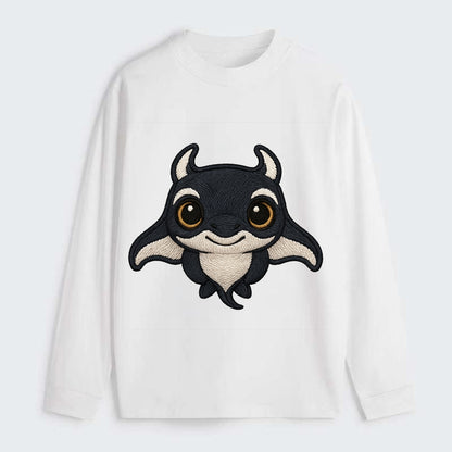 Baby Manta Ray - dark with white markings, cephalic fins, gentle eyes, - Classic Long Sleeve Shirt - White