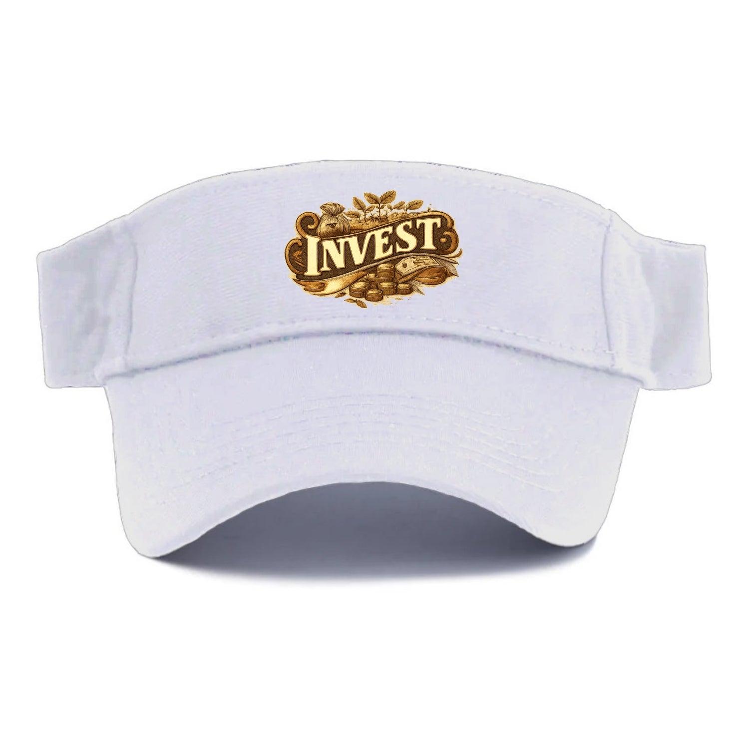 Bold typography design - "INVEST" - growing money, smart decisions - Visor - White