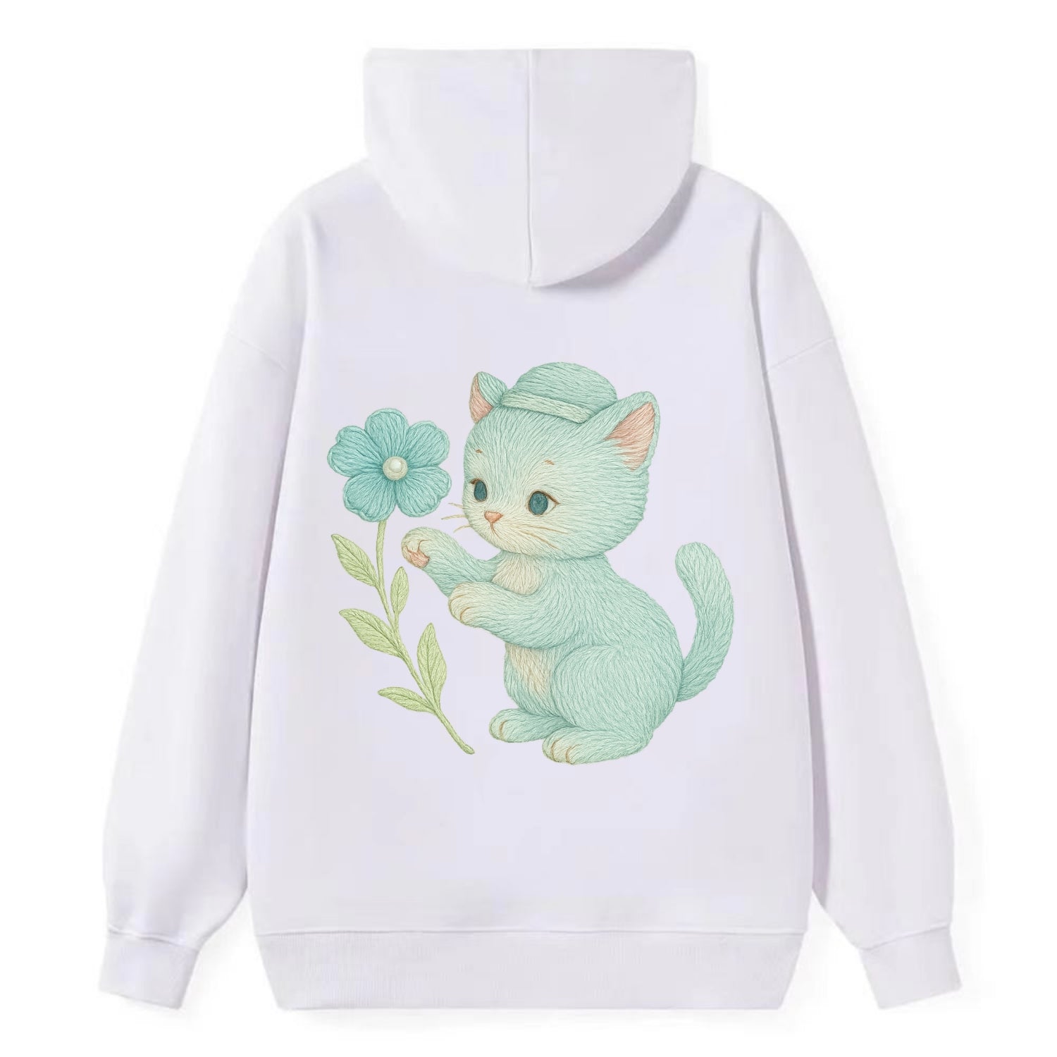 Aqua Kitten - Classic Pullover Hoodie - White