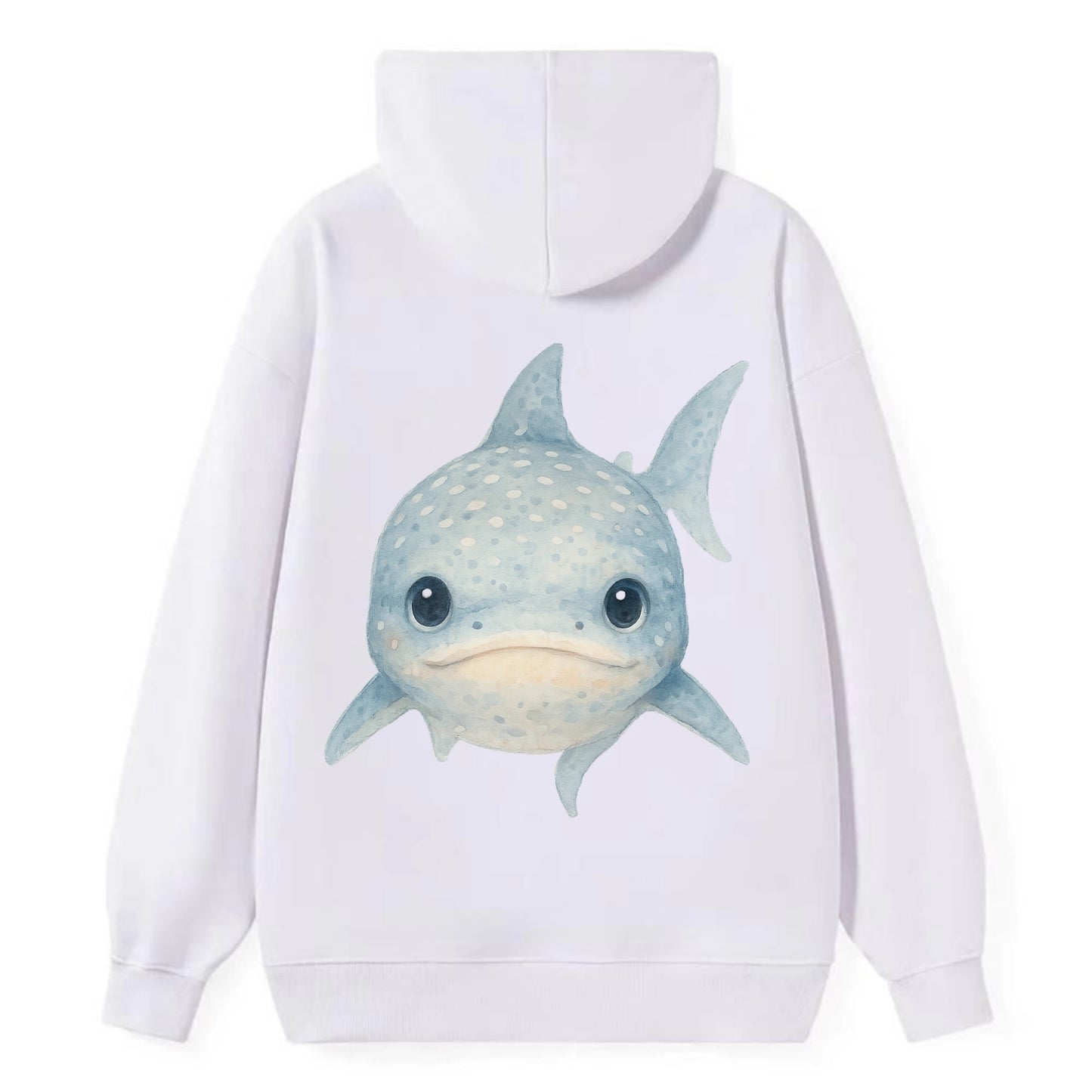 Baby Whale Shark - spotted blue-gray, wide mouth closed, tiny eyes, - Classic Pullover Hoodie - White