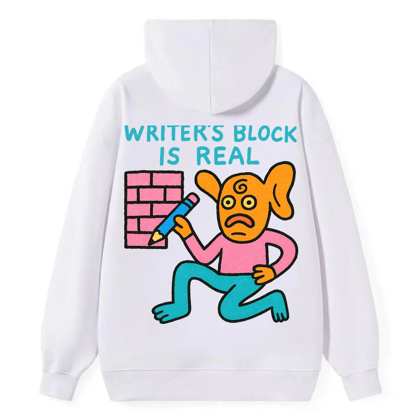 WRITERS BLOCK IS REAL | Brick wall with pencil - Classic Pullover Hoodie - White