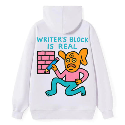 WRITERS BLOCK IS REAL | Brick wall with pencil - Classic Pullover Hoodie - White