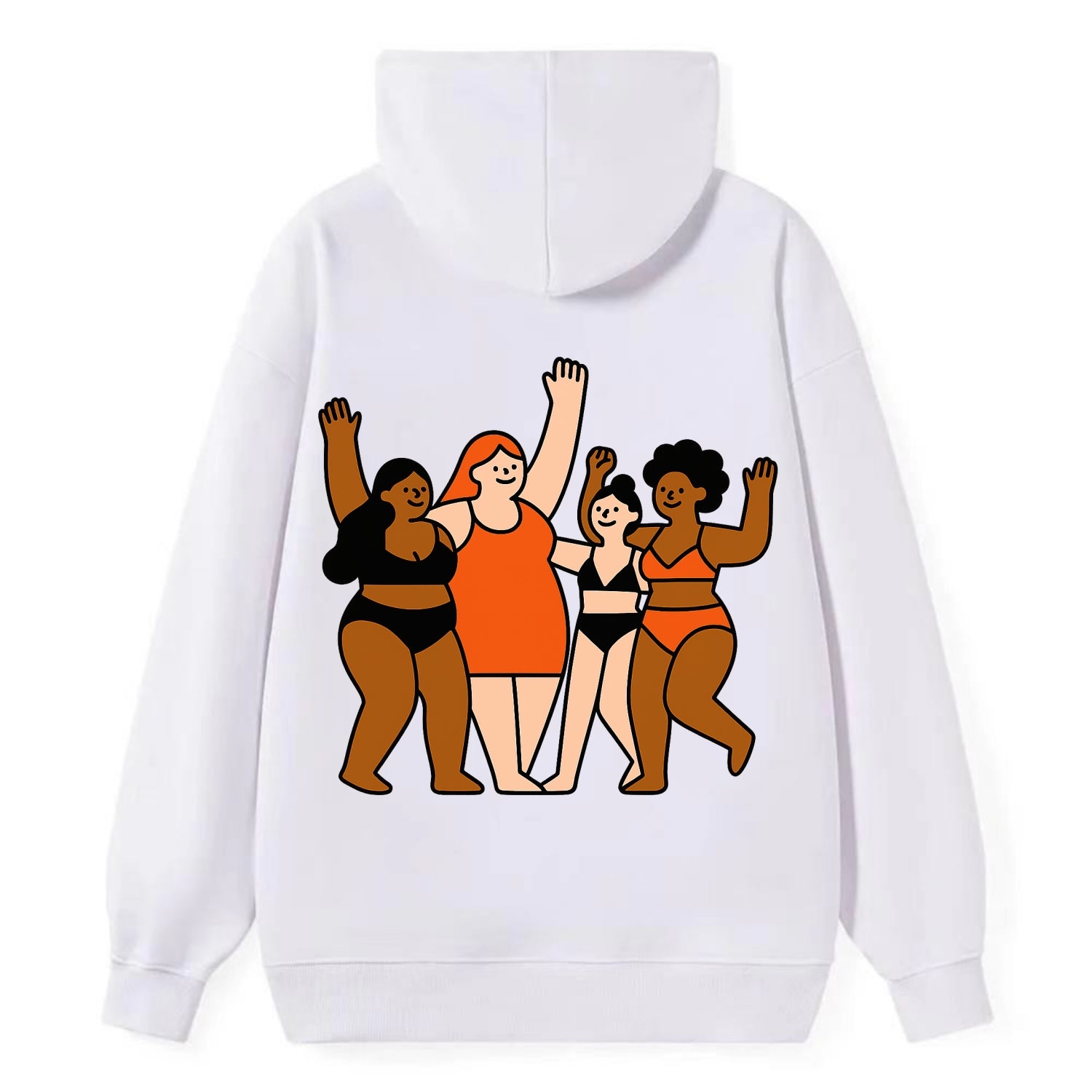 Diverse body types celebrating together - body positivity movement, all - Classic Pullover Hoodie - White