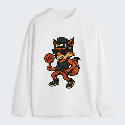 Washington Fox wearing Wizards beanie with capitol patch and wayfarer - Classic Long Sleeve Shirt - White