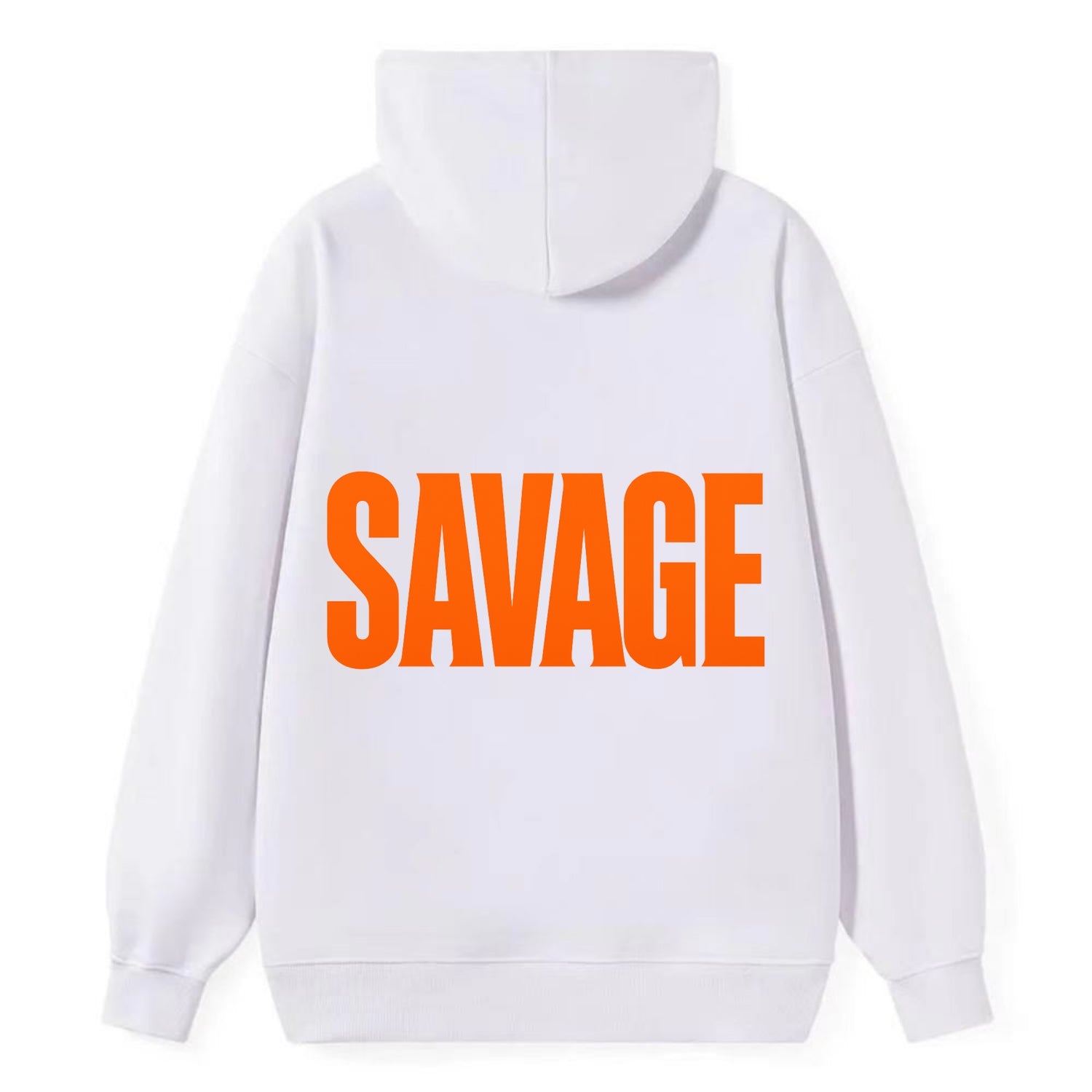 Bold typography design - "SAVAGE" - fierce attitude, taking no prisoners - Classic Pullover Hoodie - White