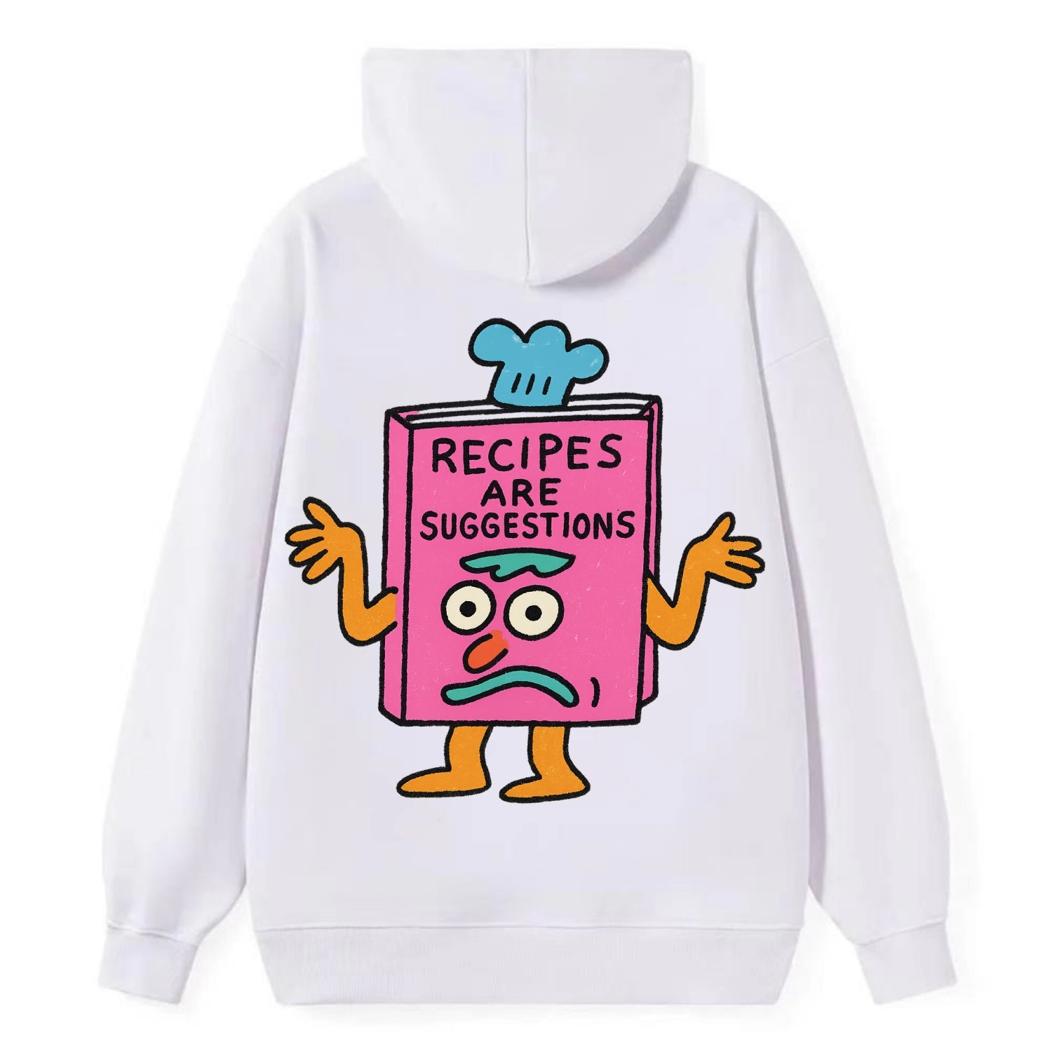 RECIPES ARE SUGGESTIONS | Cookbook shrugging - Classic Pullover Hoodie - White