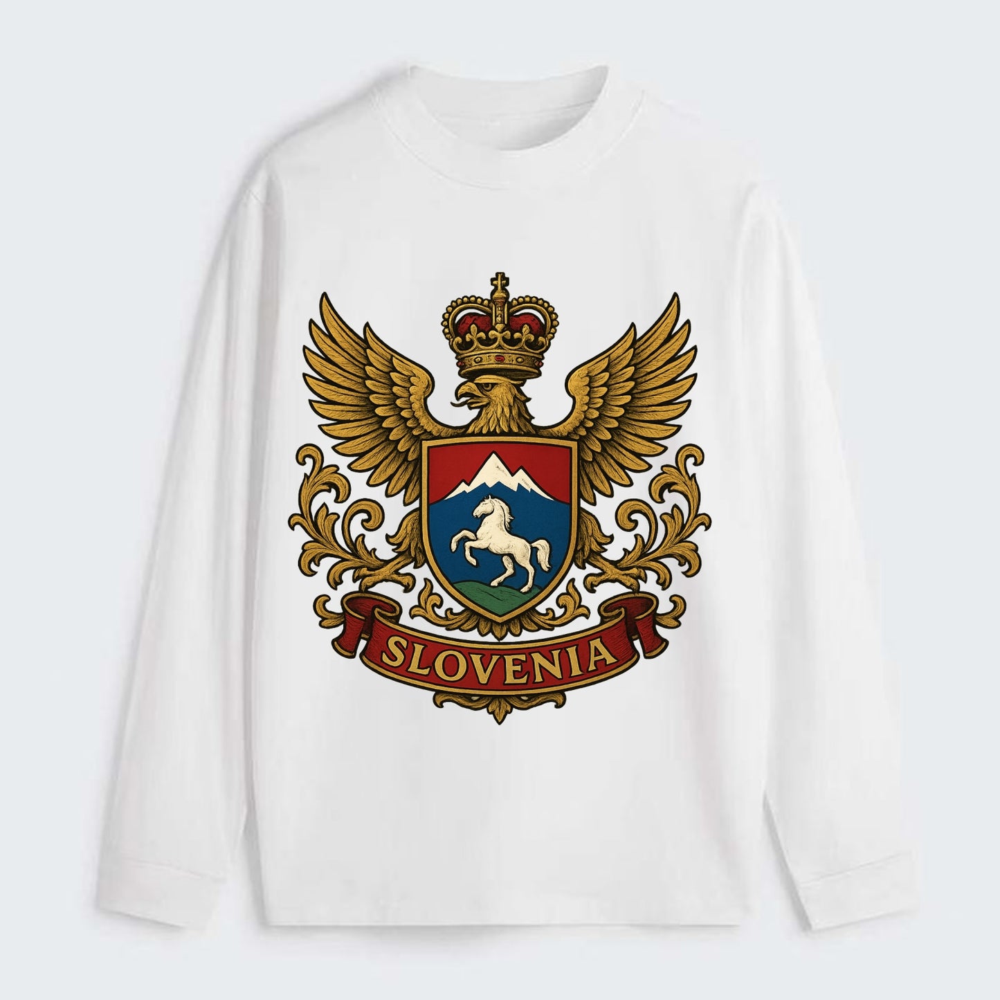 Slovenia Heritage Badge - Classic Long Sleeve Shirt - White