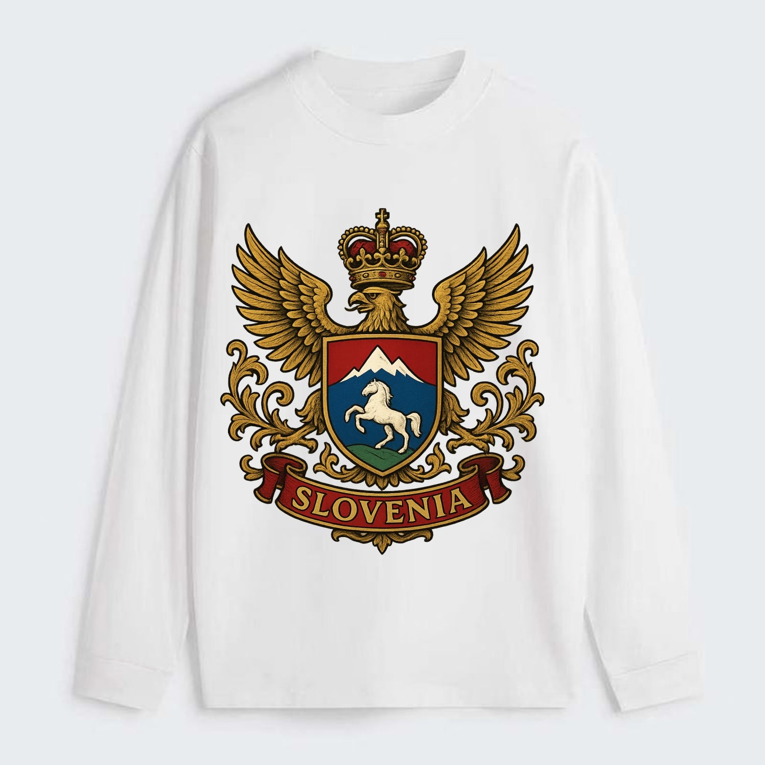 Slovenia Heritage Badge - Classic Long Sleeve Shirt - White