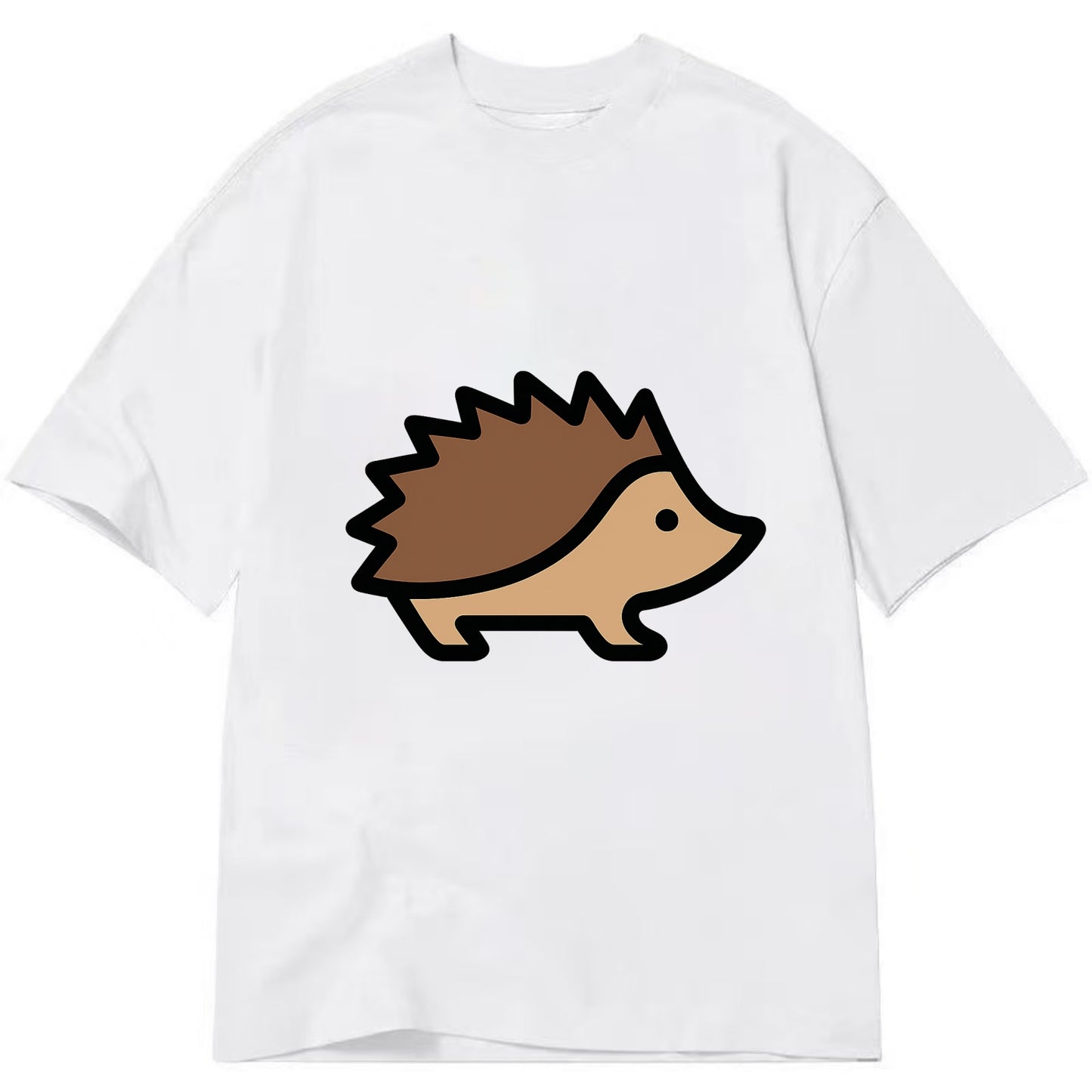 Hedgehog - Brown spiky back flat side profile - Classic T-shirt - White
