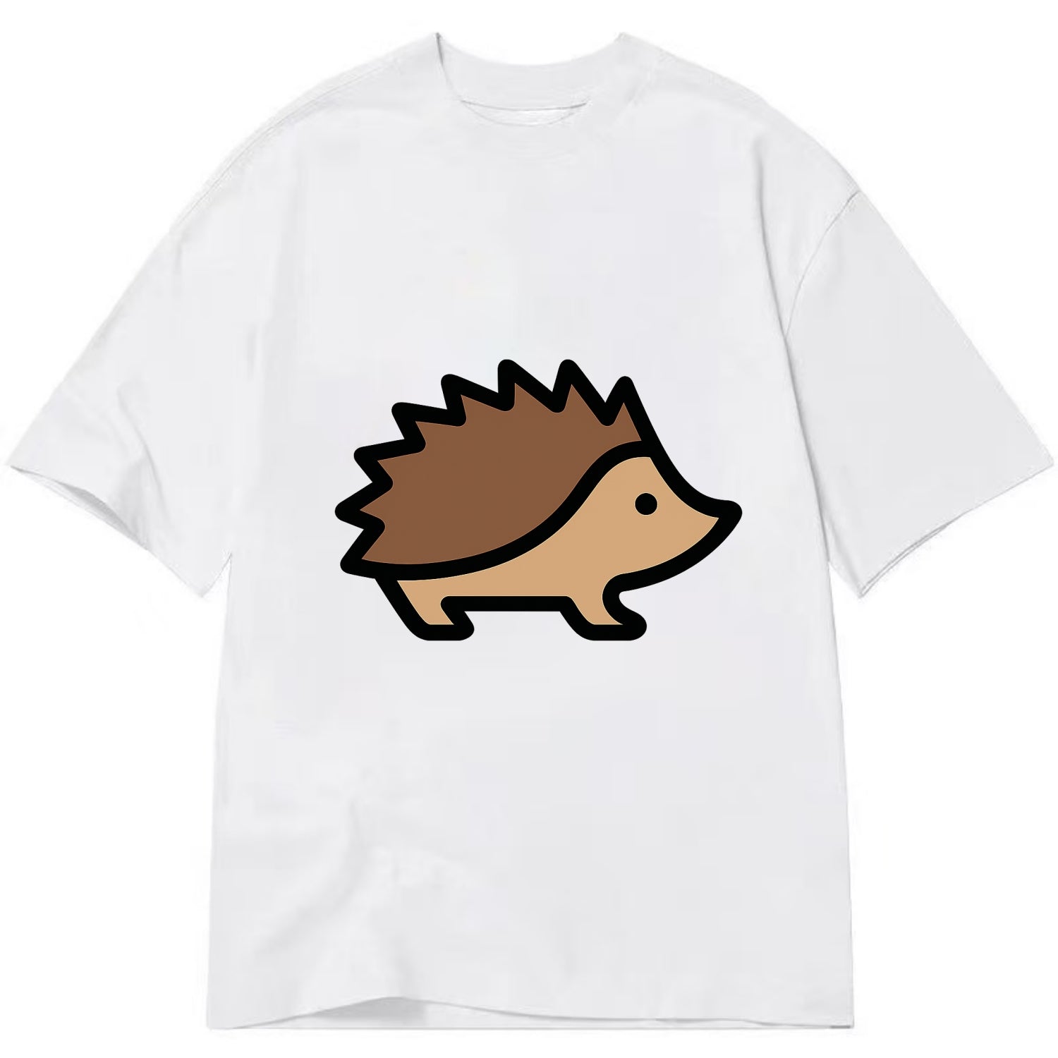 Hedgehog - Brown spiky back flat side profile - Classic T-shirt - White