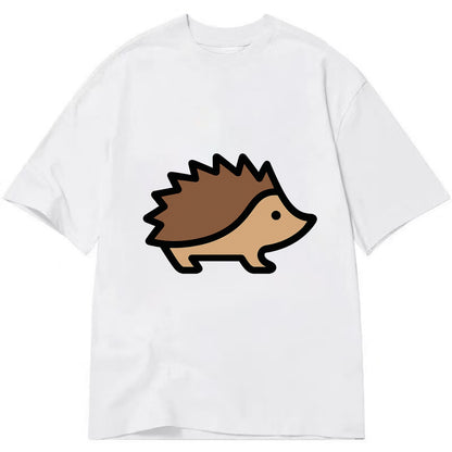 Hedgehog - Brown spiky back flat side profile - Classic T-shirt - White