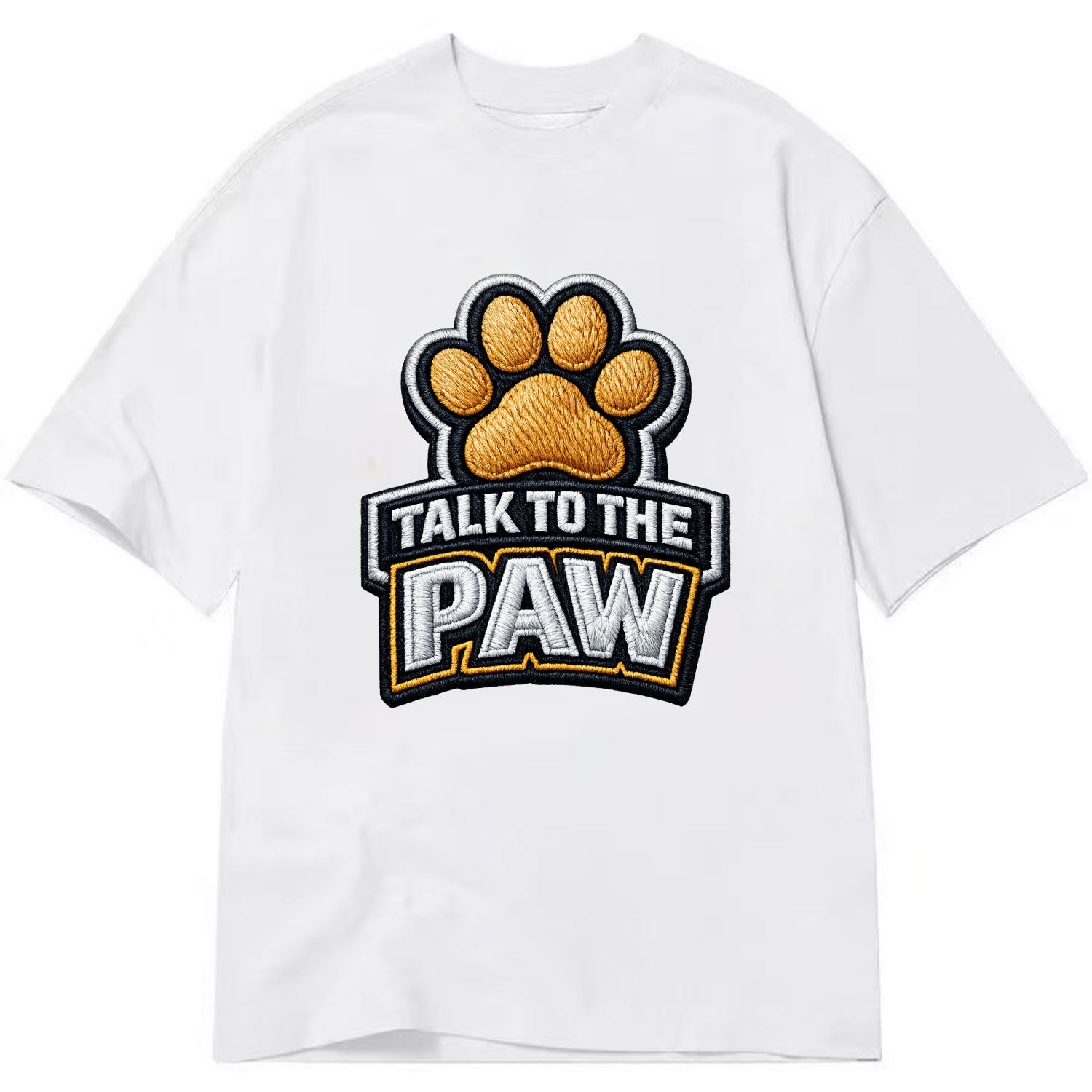 TALK TO THE PAW - raised paw in tan , sassy pet - Classic T-shirt - White