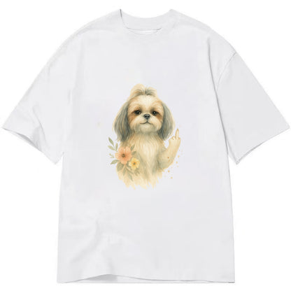 Shih Tzu with long flowing silky hair, tiny paw showing attitude - Classic T-shirt - White