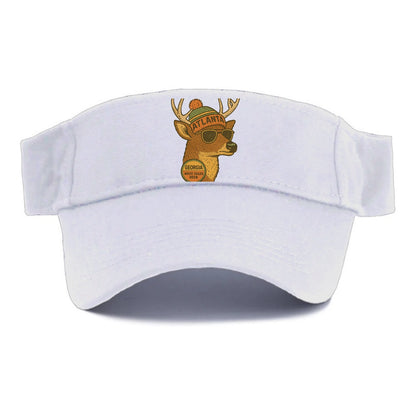 Georgia White-tailed Deer wearing Atlanta beanie with pom pom and wayfarer sunglasses - Visor - White
