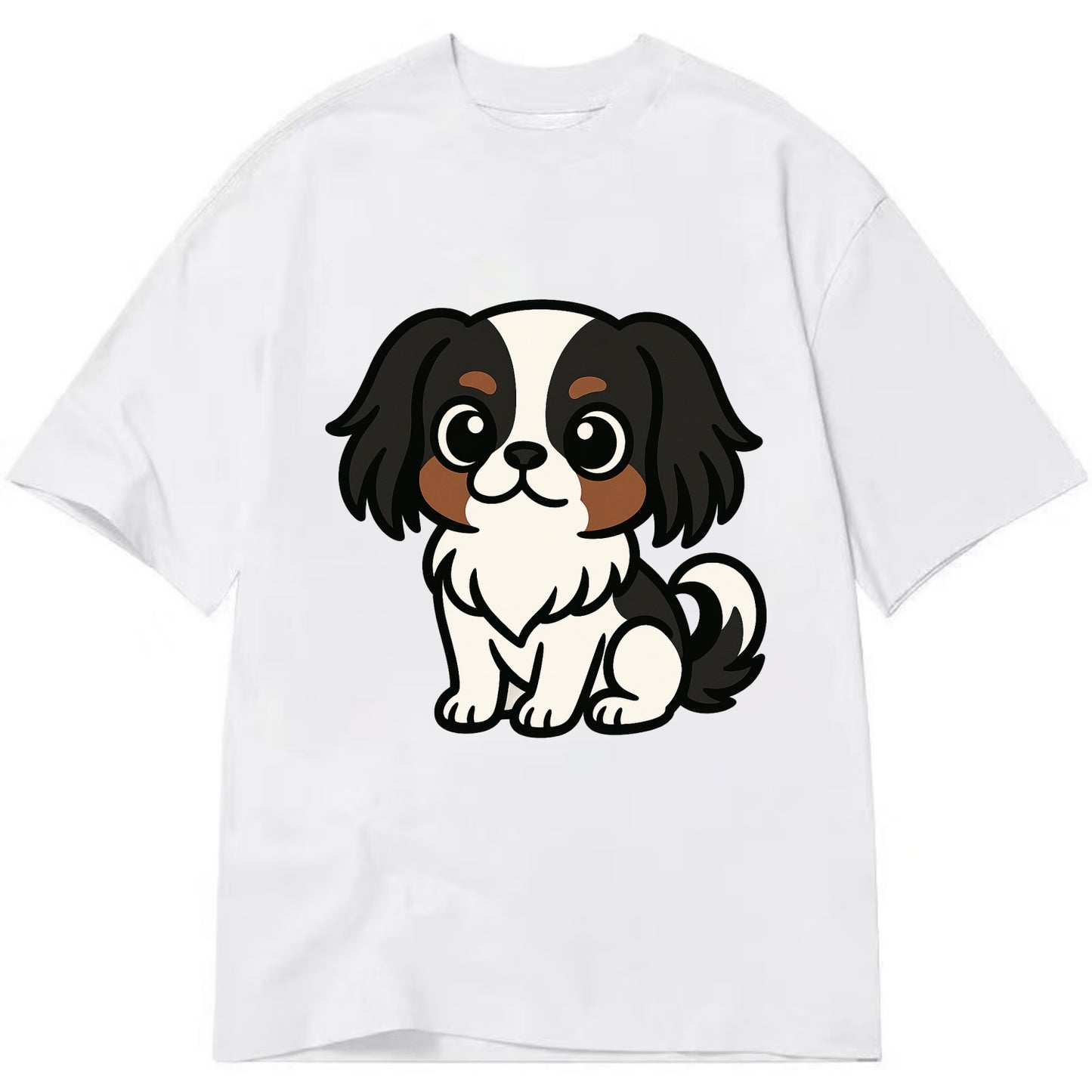 Japanese Chin - Black and white sitting pose - Classic T-shirt - White