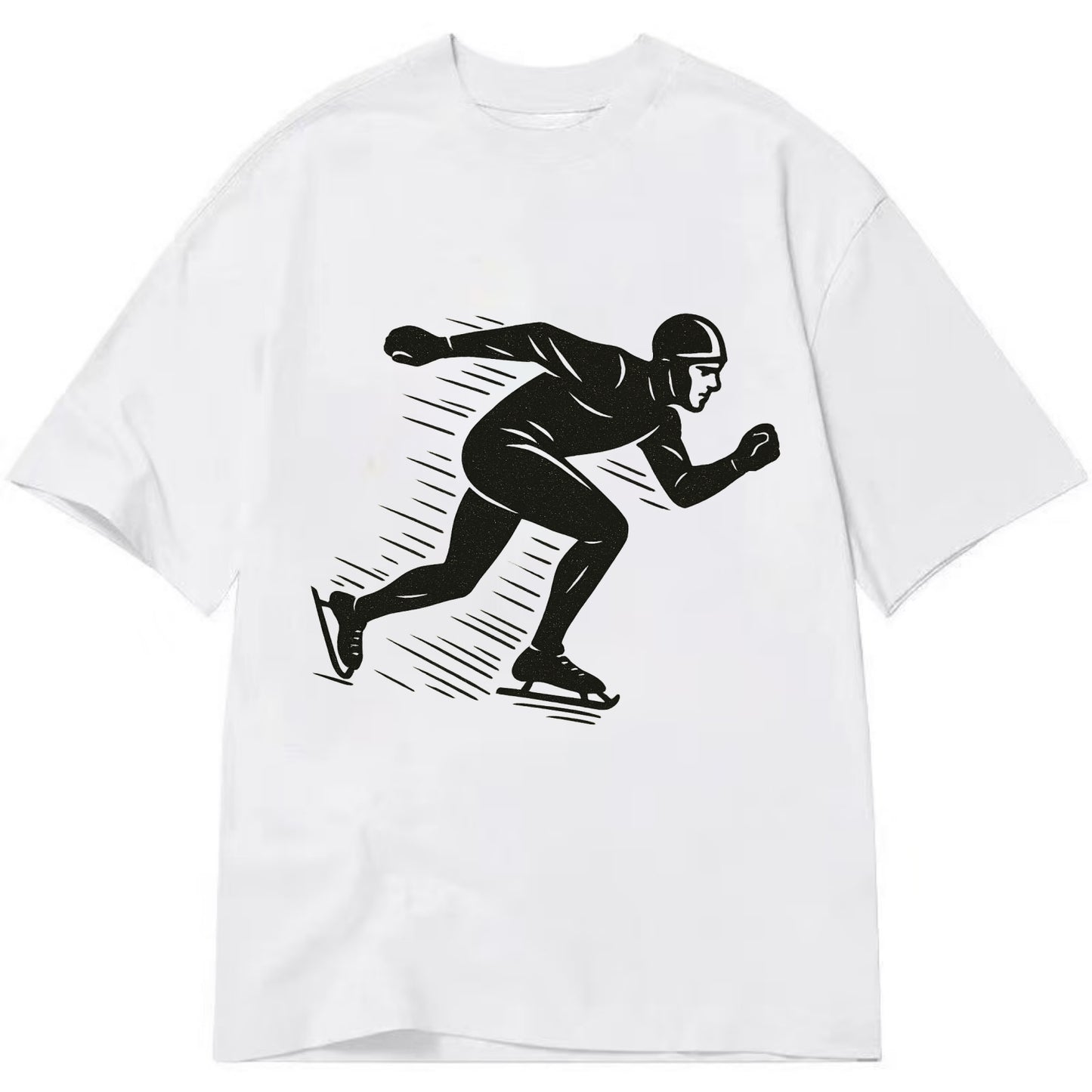 Speed skater in racing crouch - Classic T-shirt - White
