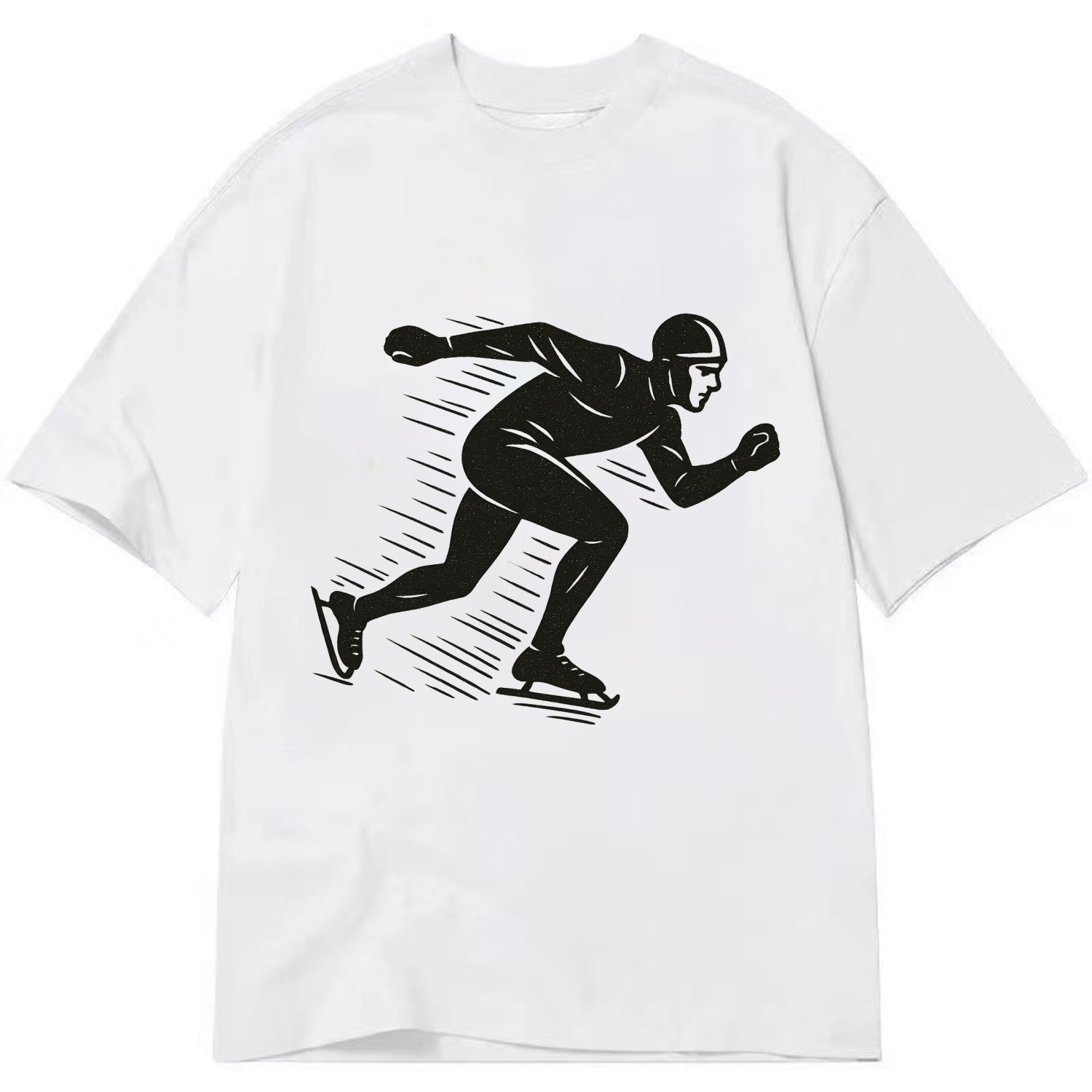 Speed skater in racing crouch - Classic T-shirt - White