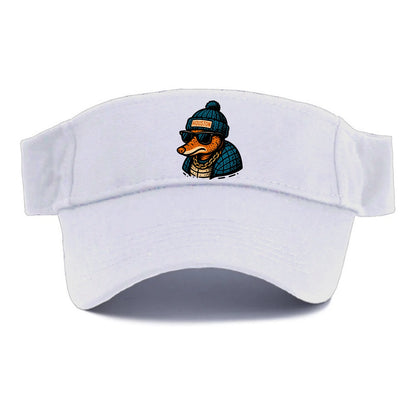 Houston Armadillo wearing Houston beanie with pom pom and wayfarer sunglasses - Visor - White