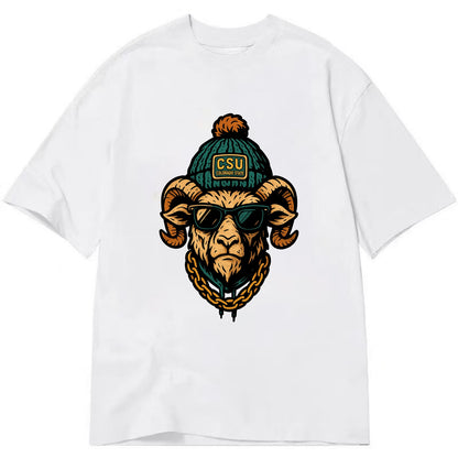 Fort Collins Ram wearing Colorado State beanie with CSU patch - Classic T-shirt - White