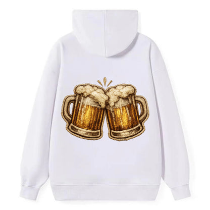 BEER MUG CHEERS - frosty beer stein in gold and amber , brewery - Classic Pullover Hoodie - White