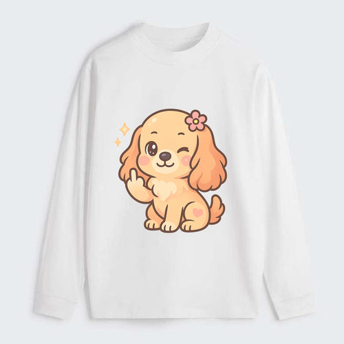 Cocker Spaniel with long wavy ears, gentle face, paw flipping off - Classic Long Sleeve Shirt