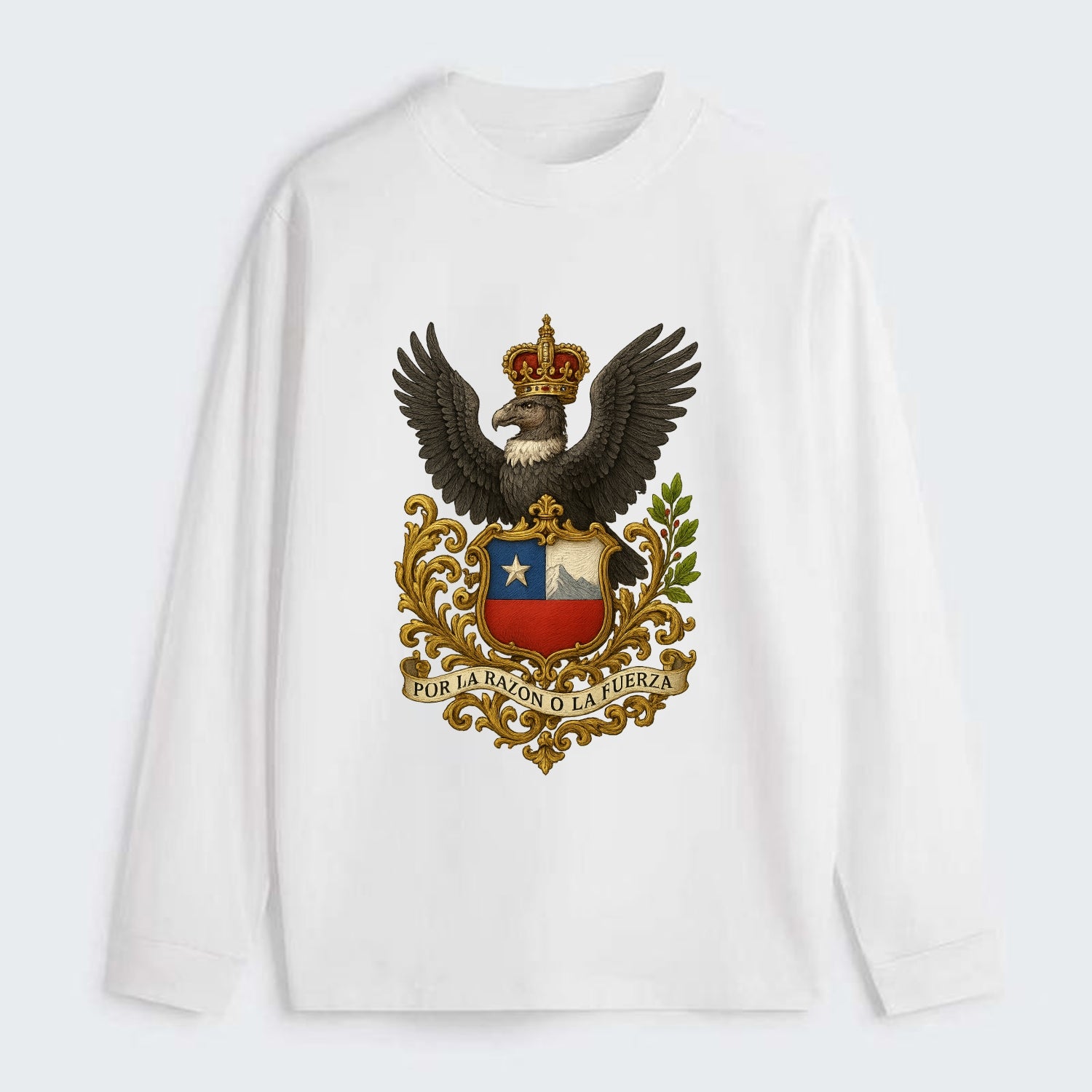 Chile Andean Condor Emblem - Classic Long Sleeve Shirt - White