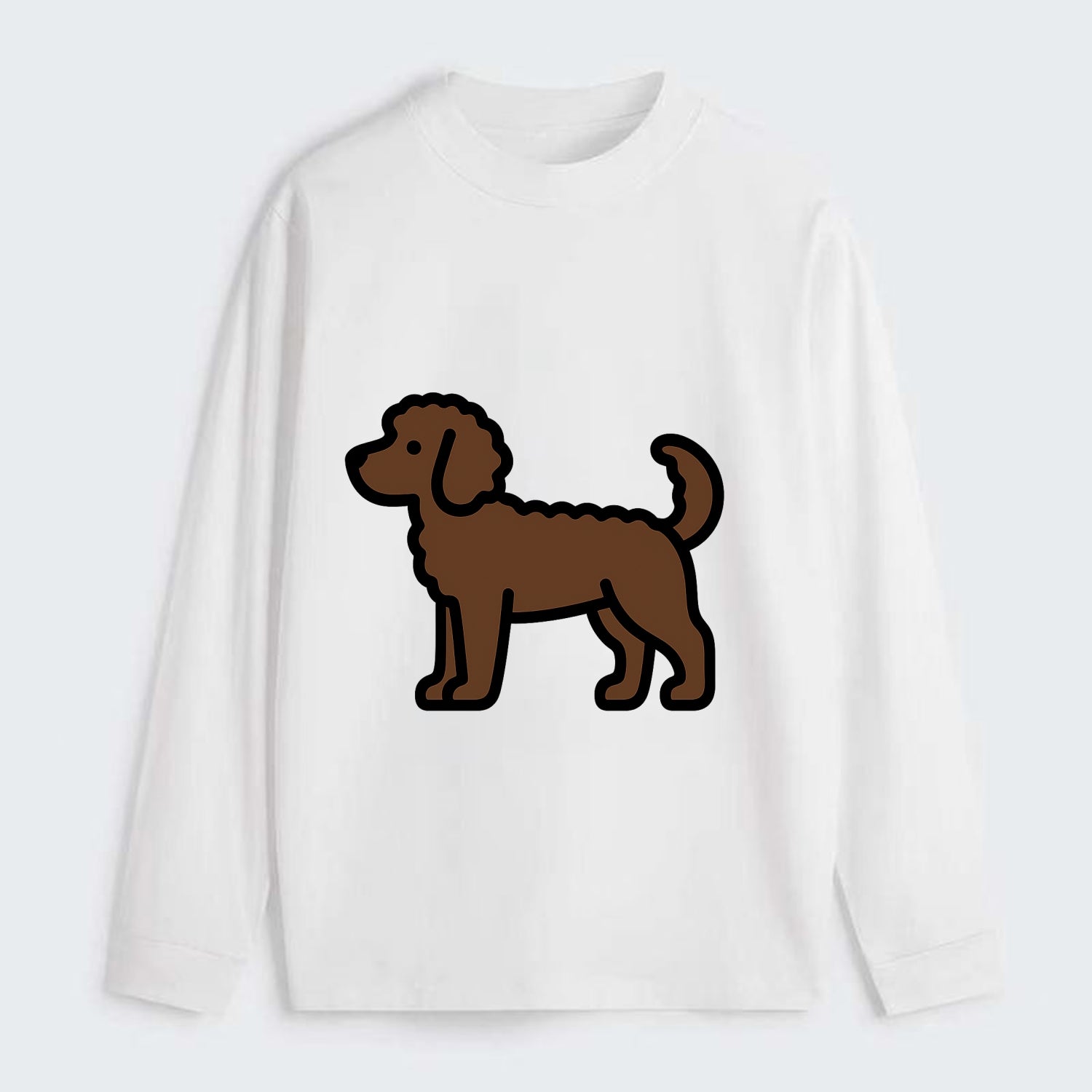Labradoodle - Chocolate curly flat side profile - Classic Long Sleeve Shirt - White