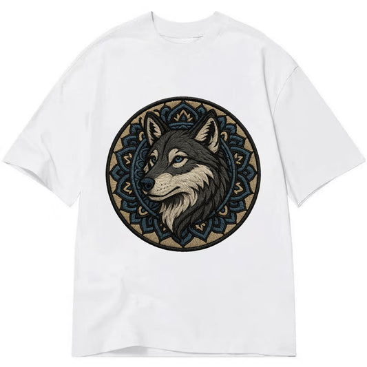 Mandala Wolf Pattern  - Classic T-shirt - White