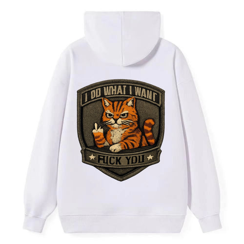 I DO WHAT I WANT CAT - sassy cat in orange , feline attitude - Classic Pullover Hoodie