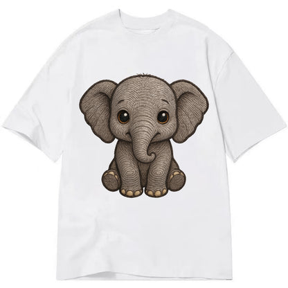 Baby Elephant - gray wrinkly, tiny trunk, large floppy ears, kind dark eyes, - Classic T-shirt - White