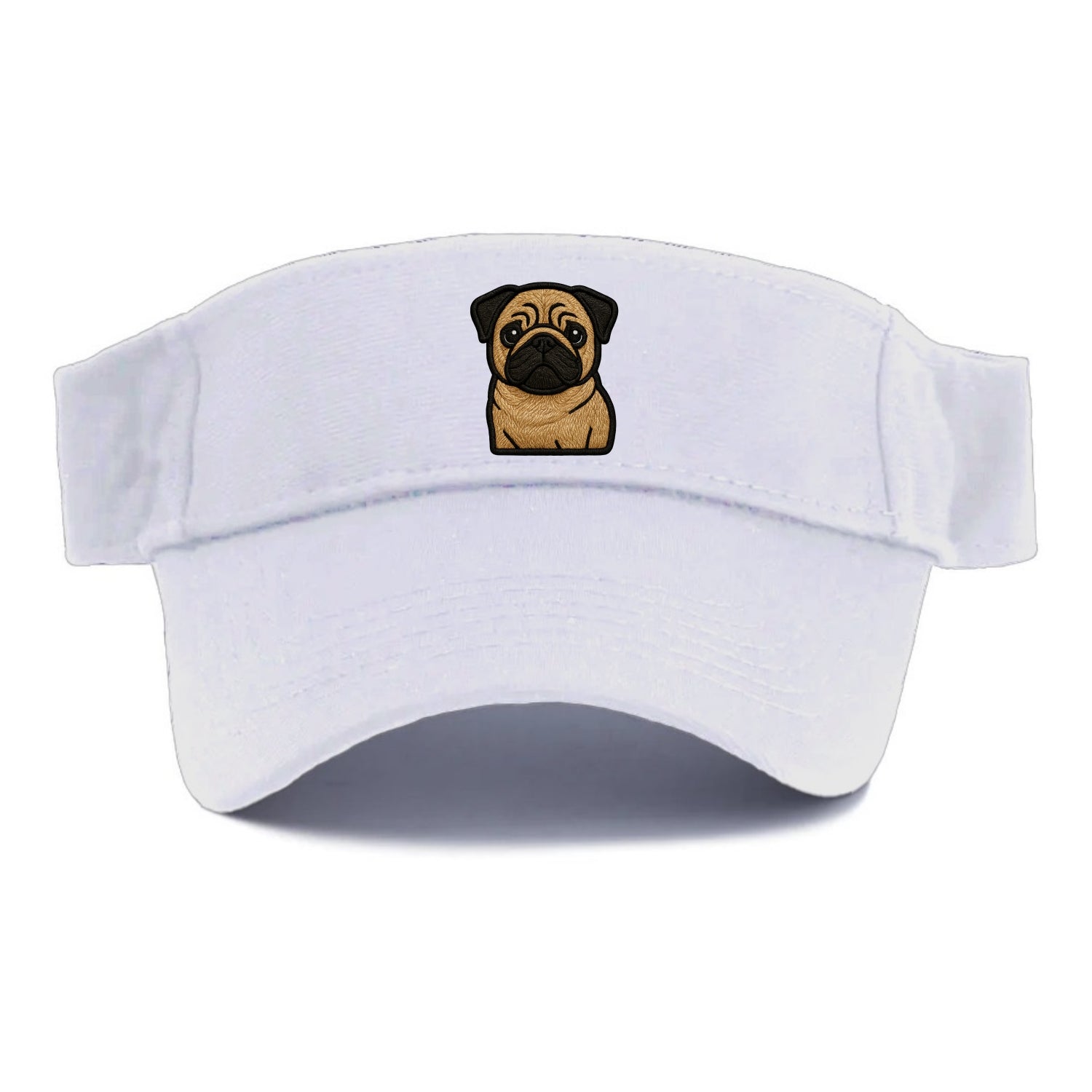 Pug - Contemporary wrinkled design with - Visor - White