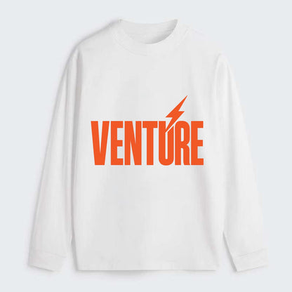 Bold typography design - "VENTURE" - taking risks, bold exploration - Classic Long Sleeve Shirt - White