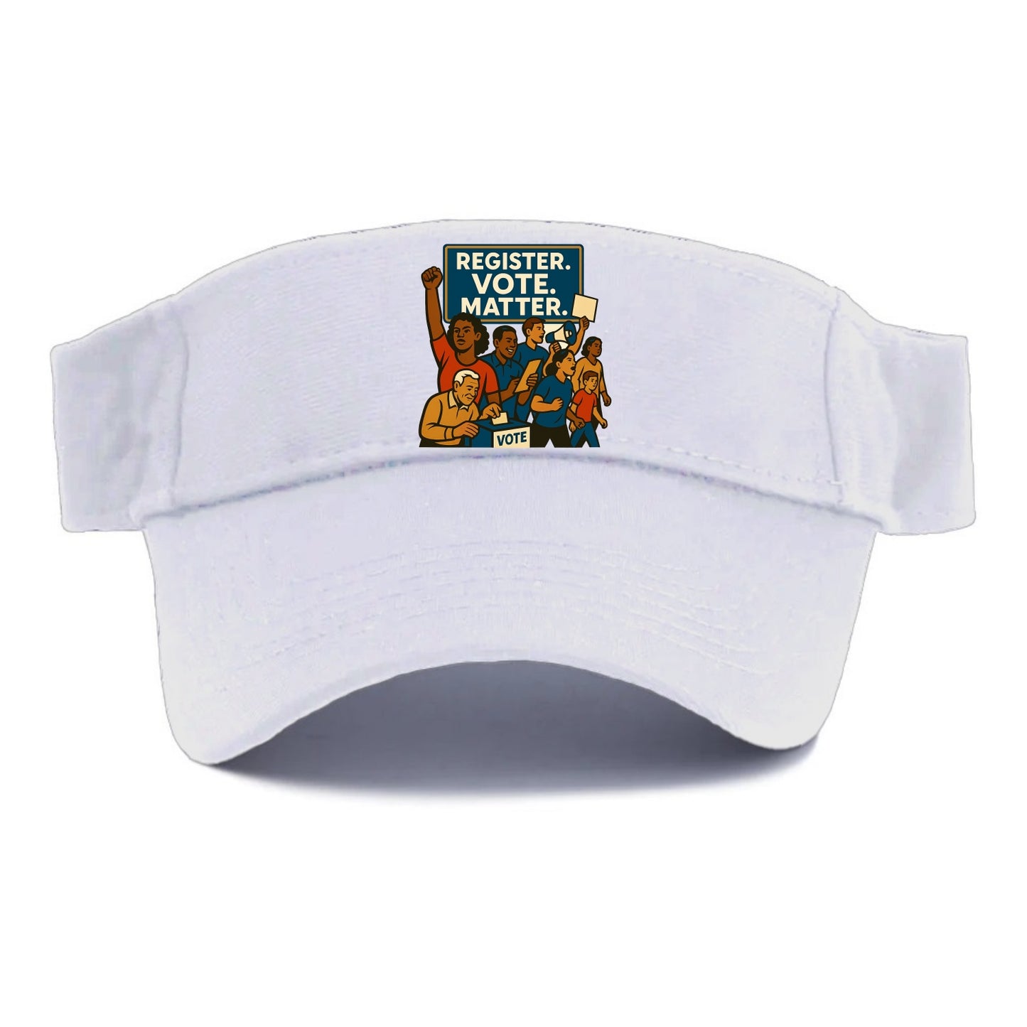 Voter registration drive bringing community together - "Register. Vote. Matter." - civic - Visor - White