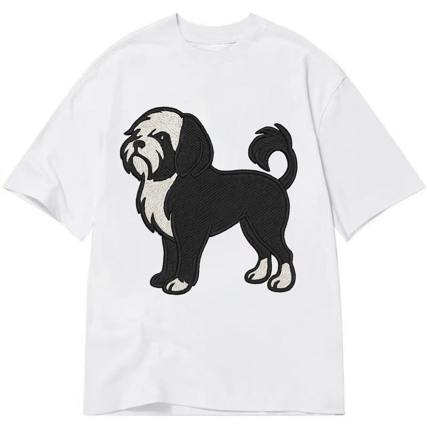 Löwchen - Black and white lion trim embr - Classic T-shirt - White