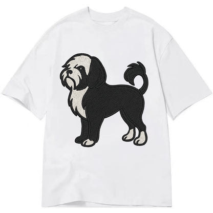 Löwchen - Black and white lion trim embr - Classic T-shirt - White