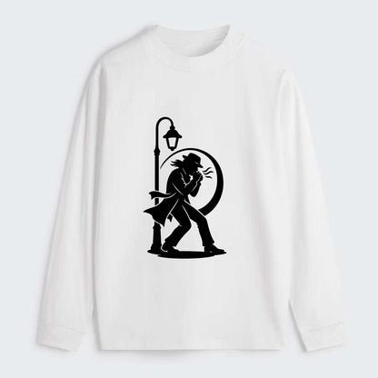 Blues harmonica player under streetlight - Classic Long Sleeve Shirt - White