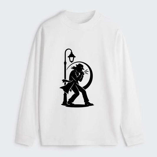 Blues harmonica player under streetlight - Classic Long Sleeve Shirt - White