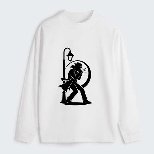 Blues harmonica player under streetlight - Classic Long Sleeve Shirt