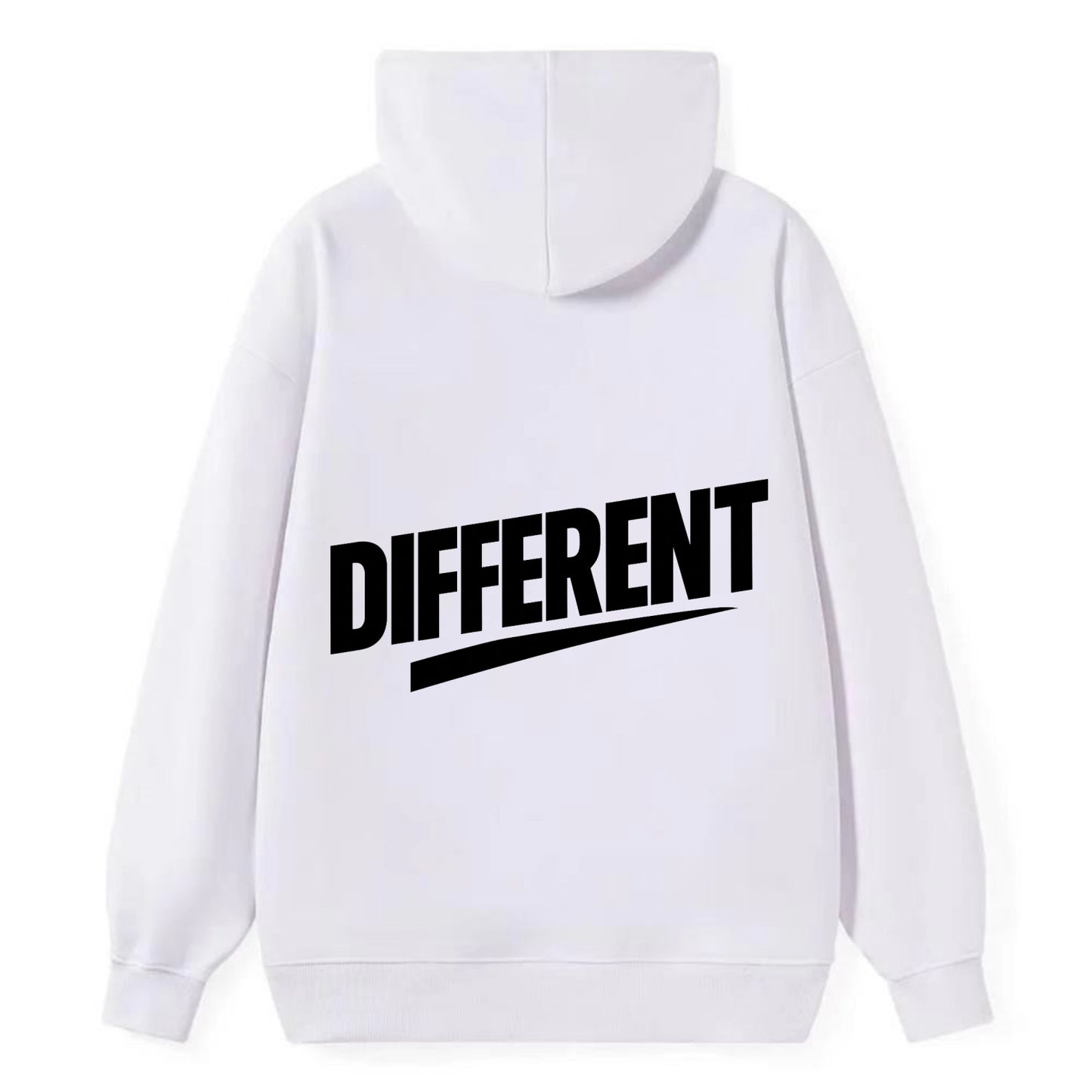 Bold typography design - "DIFFERENT" - standing out, not following crowd - Classic Pullover Hoodie - White