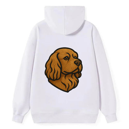 Sussex Spaniel - Golden liver embroidered low-set design - Classic Pullover Hoodie - White