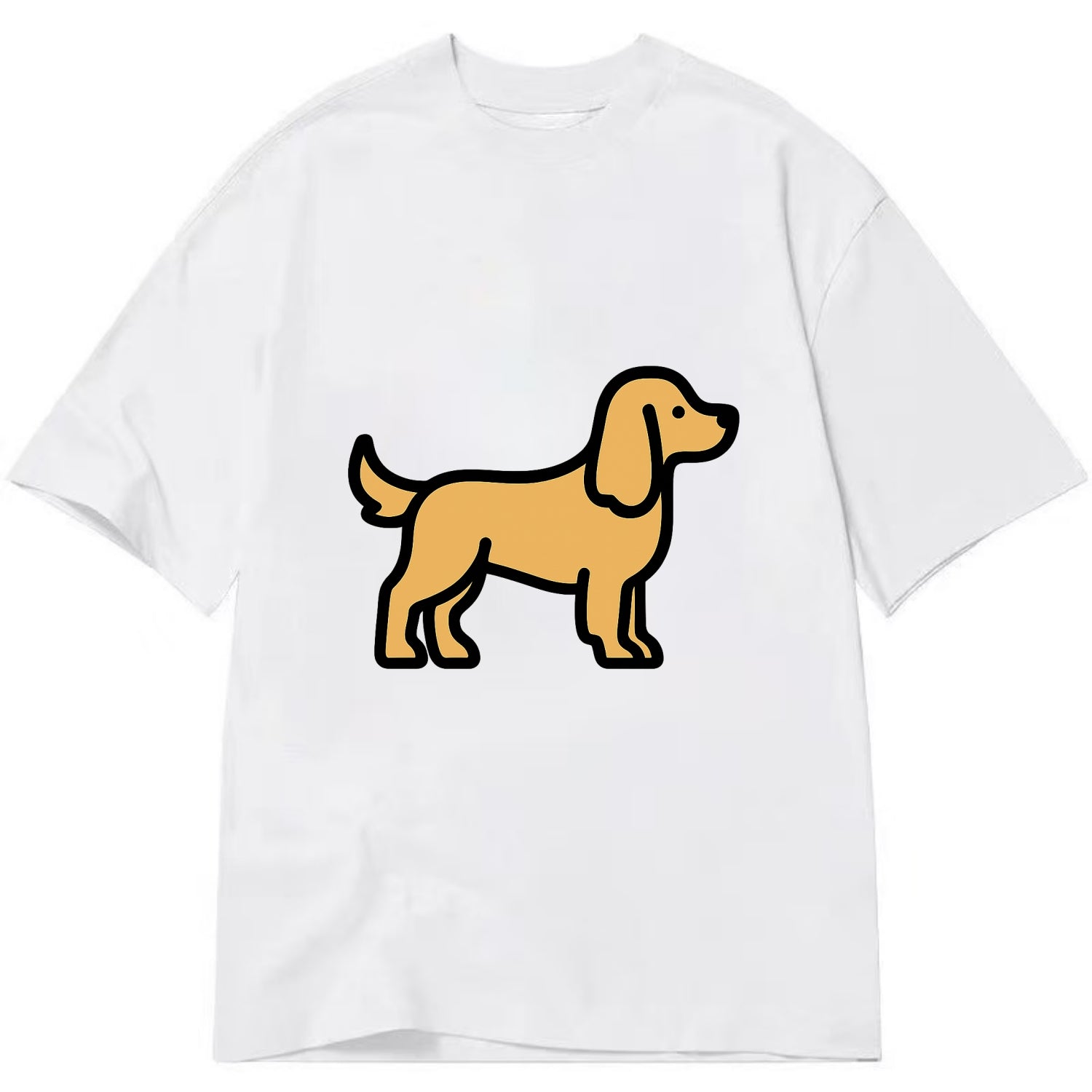 Cocker Spaniel - Golden colored flat side profile - Classic T-shirt - White