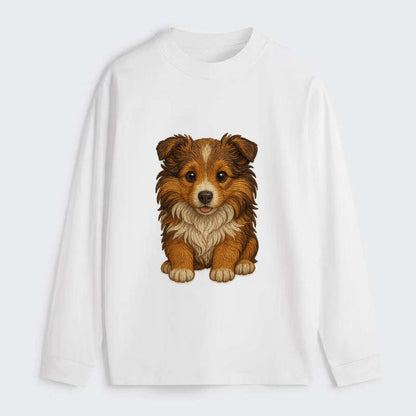 Baby Shetland Sheepdog Puppy - mini collie look, flowing mane, - Classic Long Sleeve Shirt - White