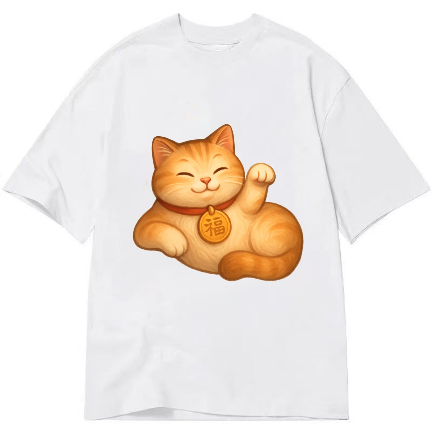Maneki Neko Pose - Classic T-shirt - White
