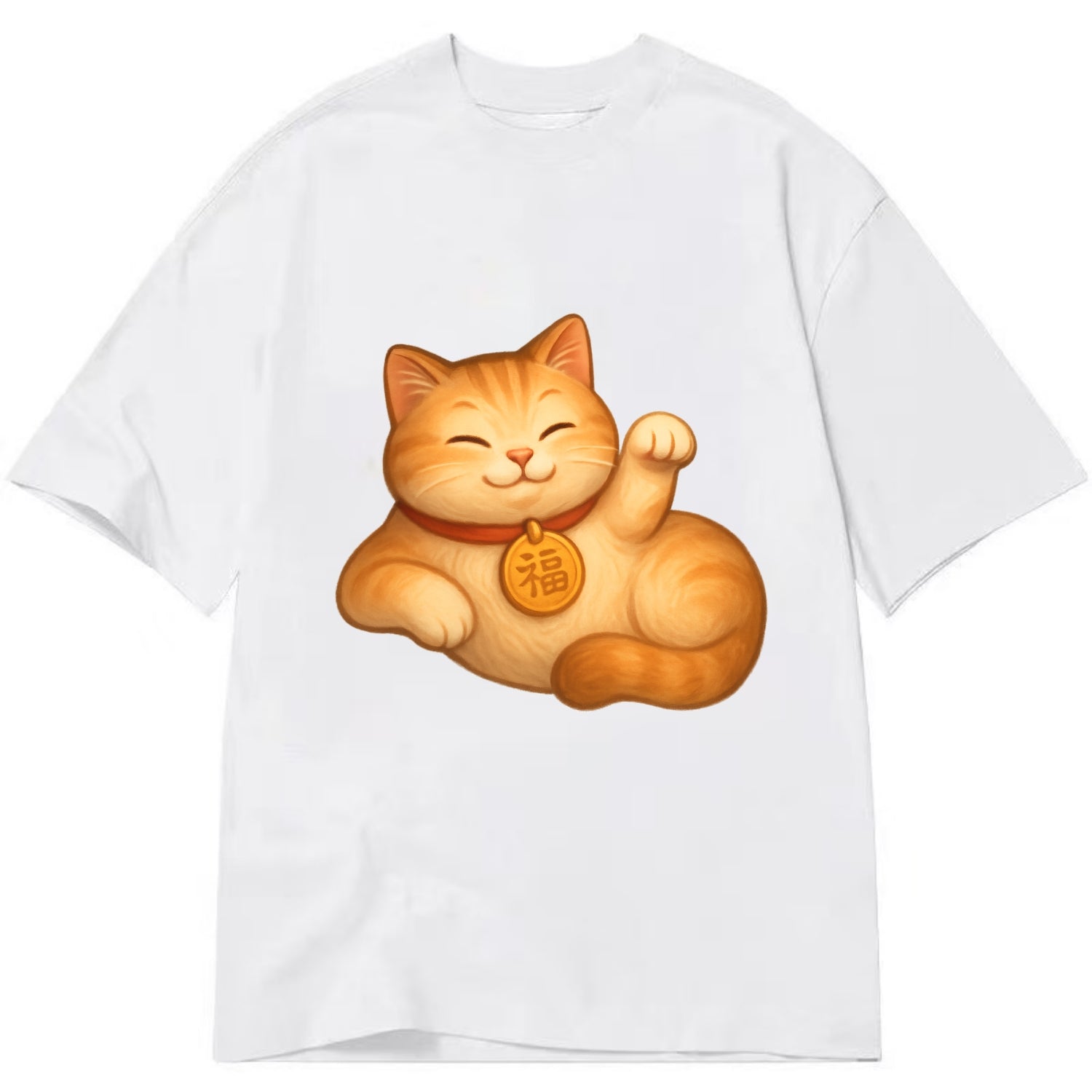 Maneki Neko Pose - Classic T-shirt - White