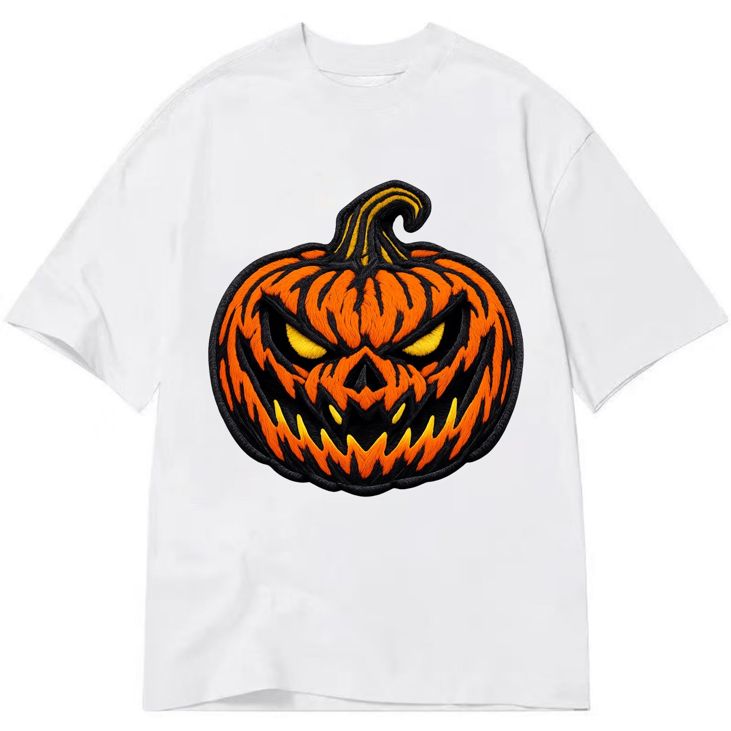 HALLOWEEN PUMPKIN - jack o lantern in orange and black , spooky - Classic T-shirt - White