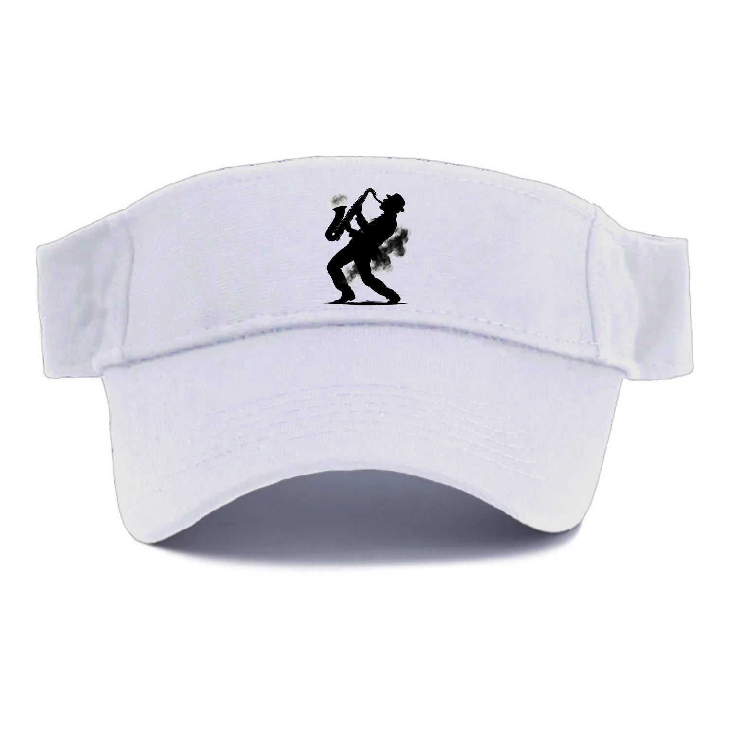 Saxophonist playing jazz in smoky room - Visor - White